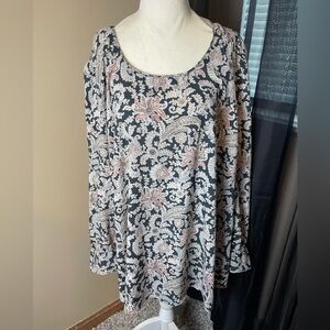 LOFT Paisley Print Long Sleeve Blouse Plus Size 26